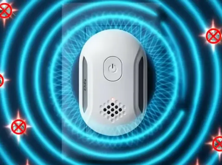 Ultrasonic waves emitting from a device to drive away hidden pests